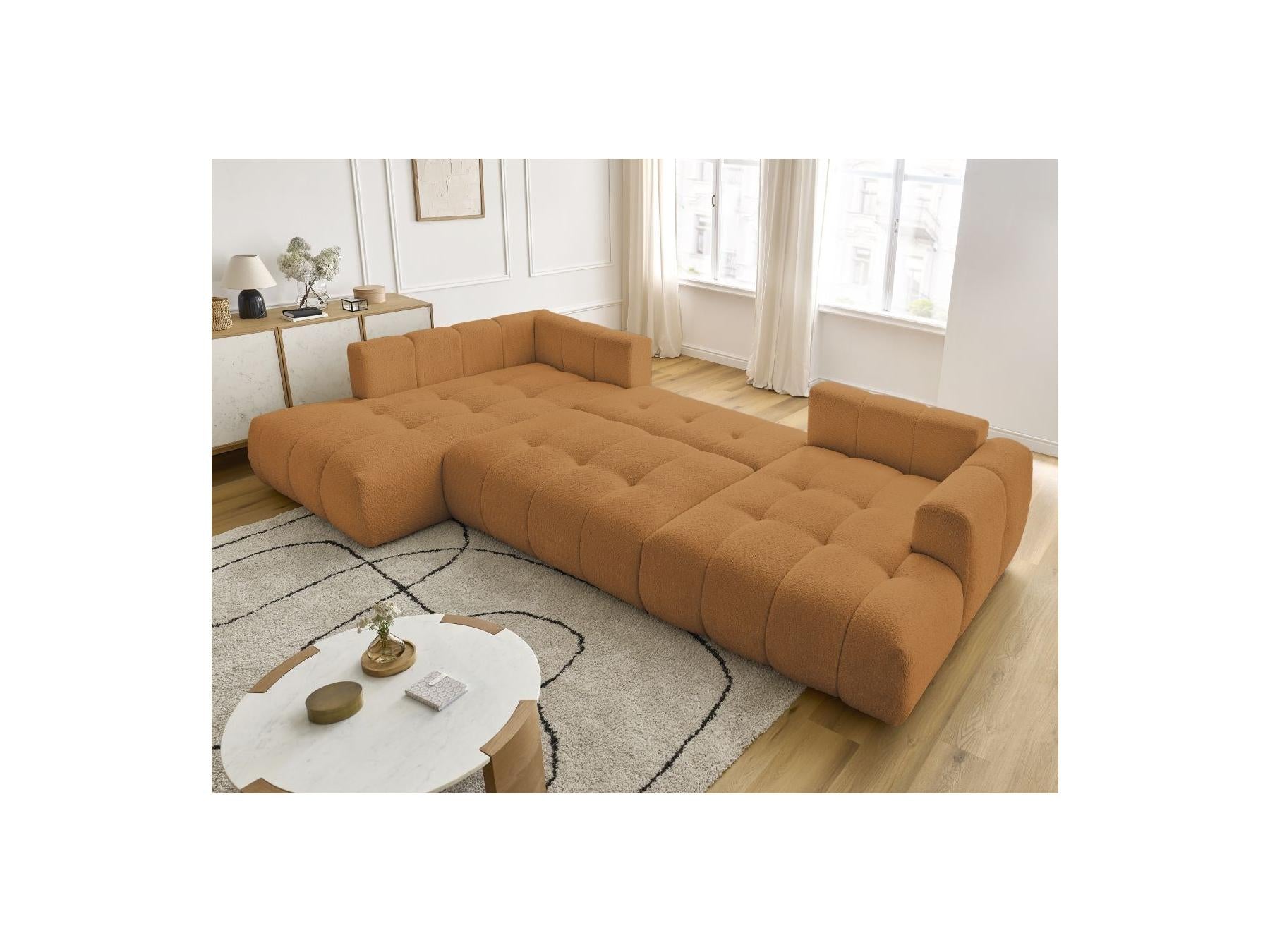 Fuji - Canapé Panoramique Convertible - Tissu Bouclette - Angle Droit