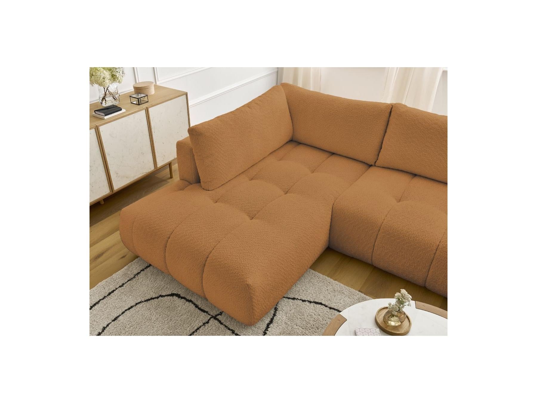 Fuji - Canapé Panoramique Convertible - Tissu Bouclette - Angle Droit