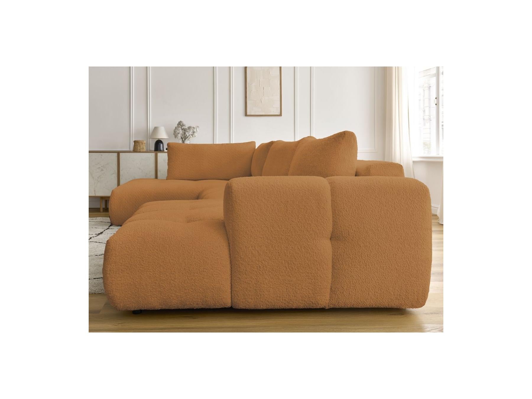 Fuji - Canapé Panoramique Convertible - Tissu Bouclette - Angle Droit