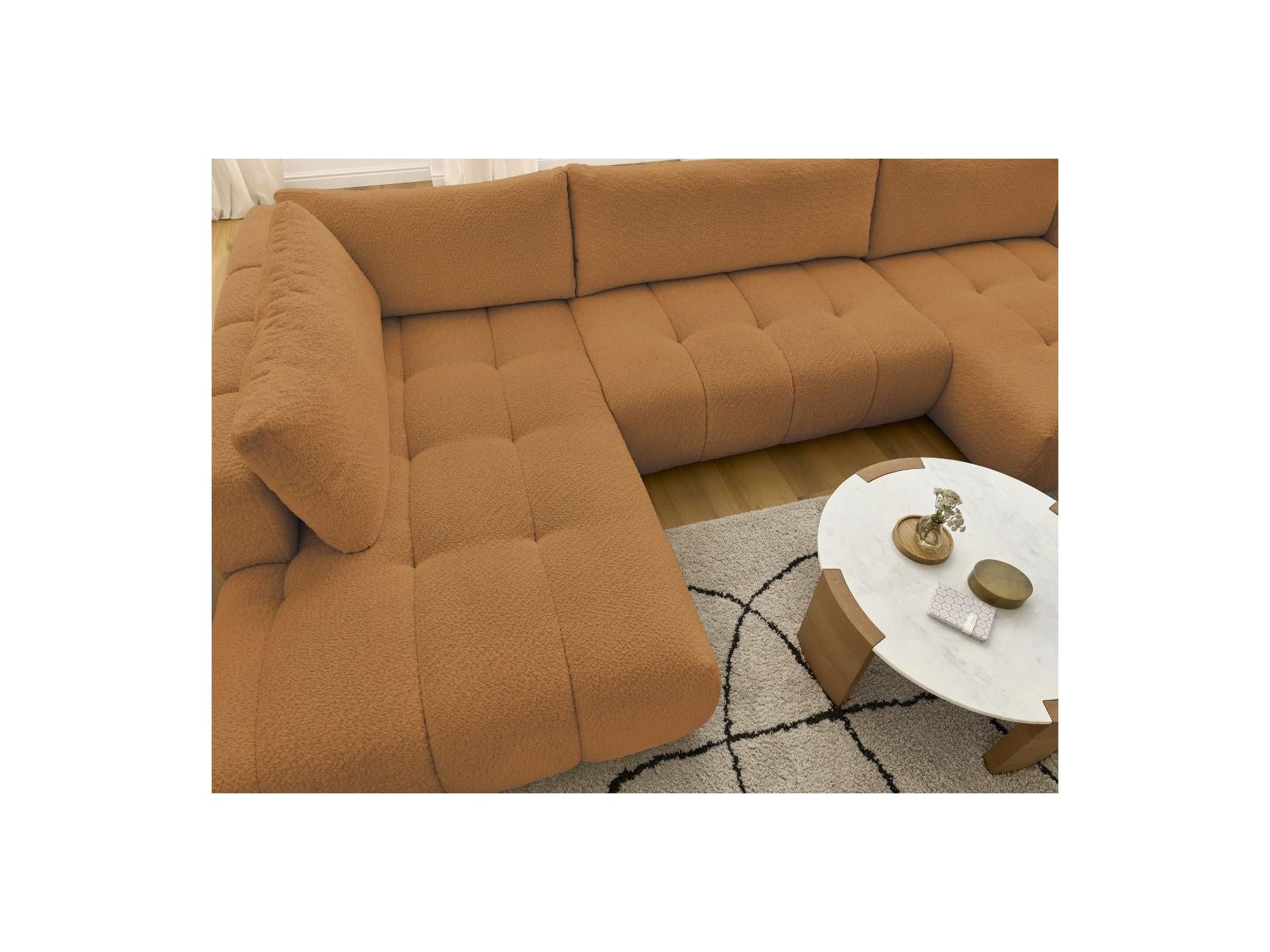 Fuji - Canapé Panoramique Convertible - Tissu Bouclette - Angle Droit