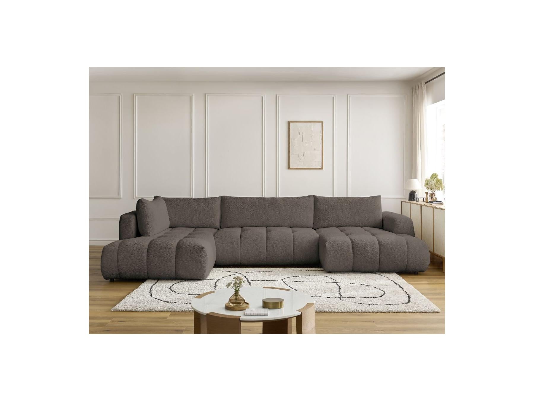 Fuji - Canapé Panoramique Convertible - Tissu Bouclette - Angle Droit
