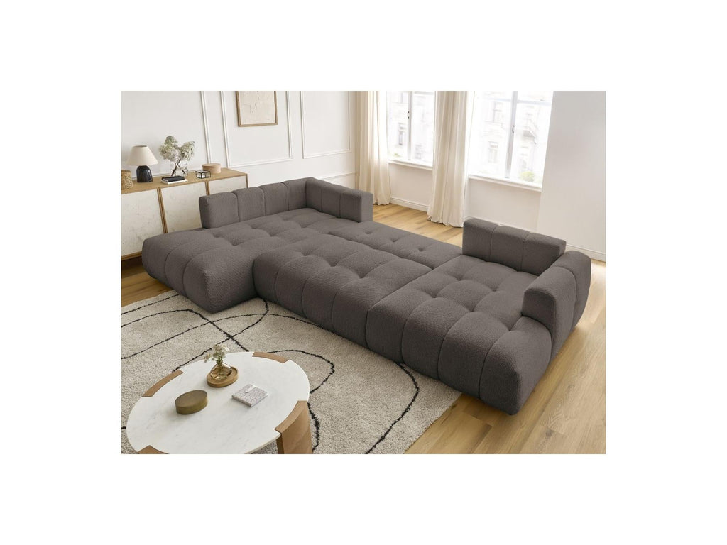 Fuji - Canapé Panoramique Convertible - Tissu Bouclette - Angle Droit