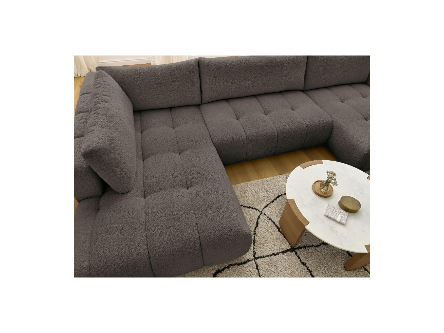 Fuji - Canapé Panoramique Convertible - Tissu Bouclette - Angle Droit