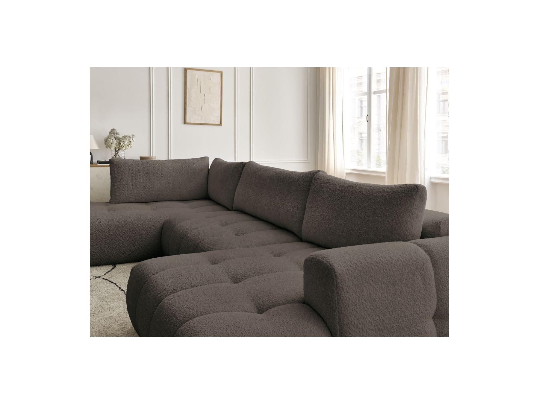 Fuji - Canapé Panoramique Convertible - Tissu Bouclette - Angle Droit