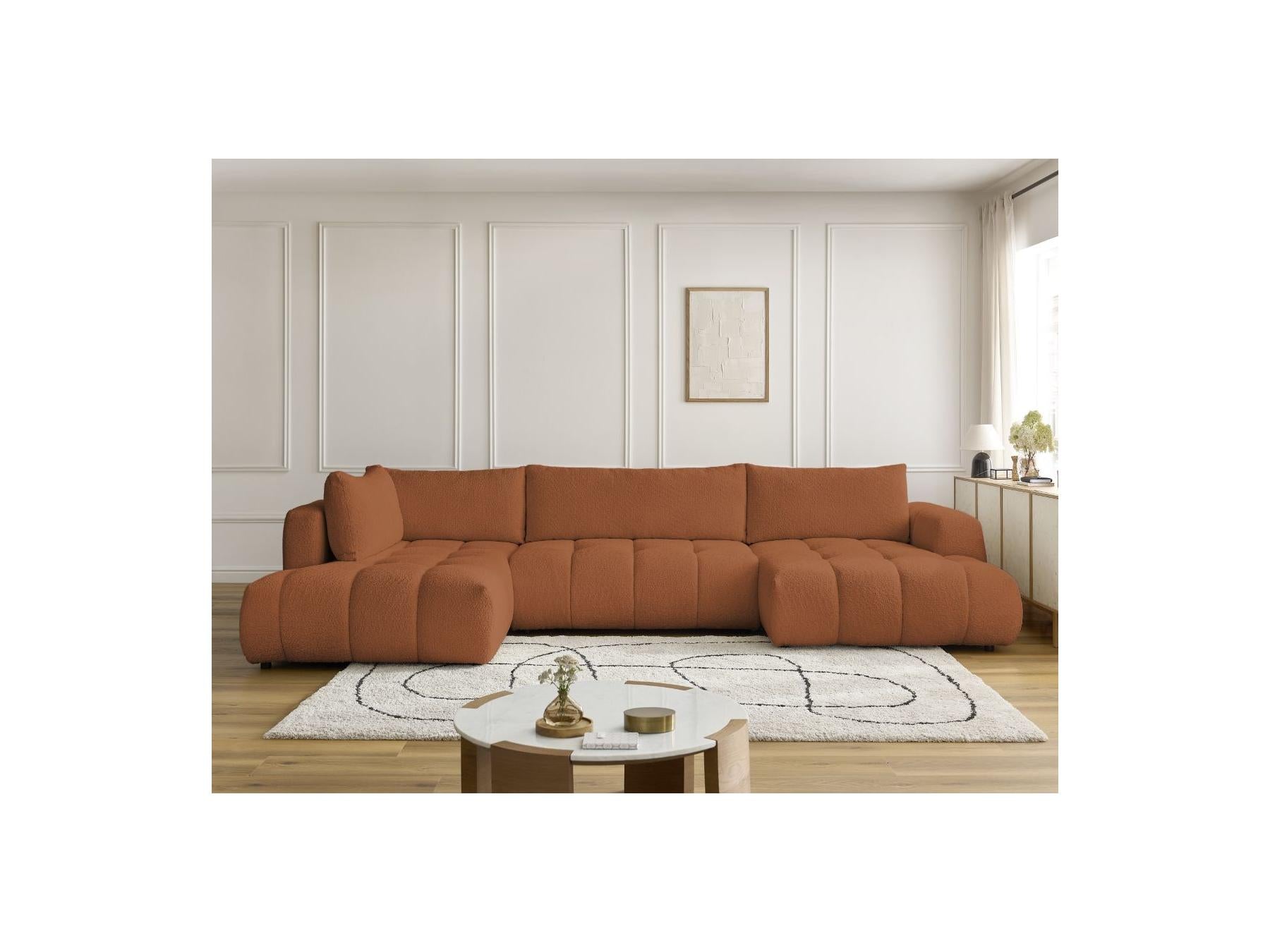 Fuji - Canapé Panoramique Convertible - Tissu Bouclette - Angle Droit