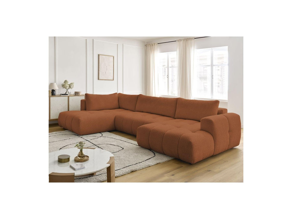 Fuji - Canapé Panoramique Convertible - Tissu Bouclette - Angle Droit