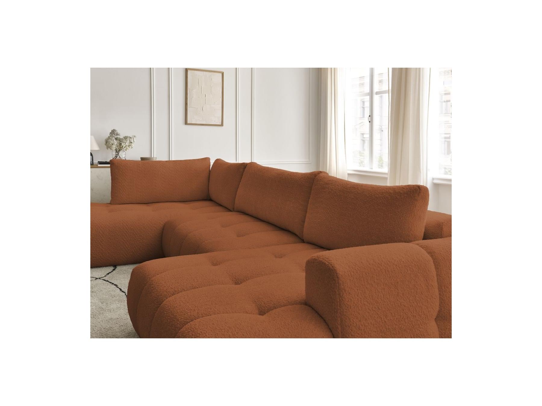 Fuji - Canapé Panoramique Convertible - Tissu Bouclette - Angle Droit