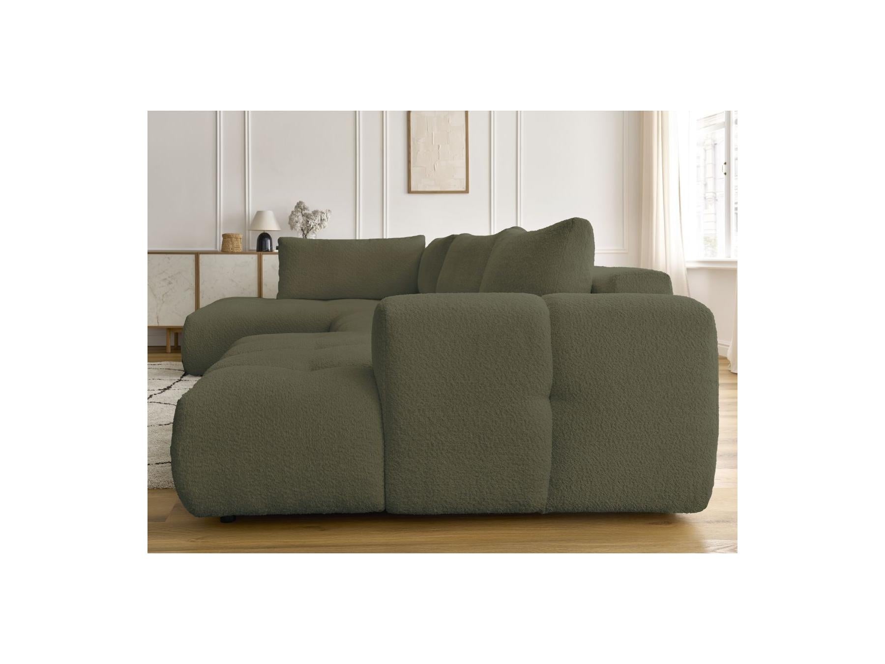 Fuji - Canapé Panoramique Convertible - Tissu Bouclette - Angle Droit