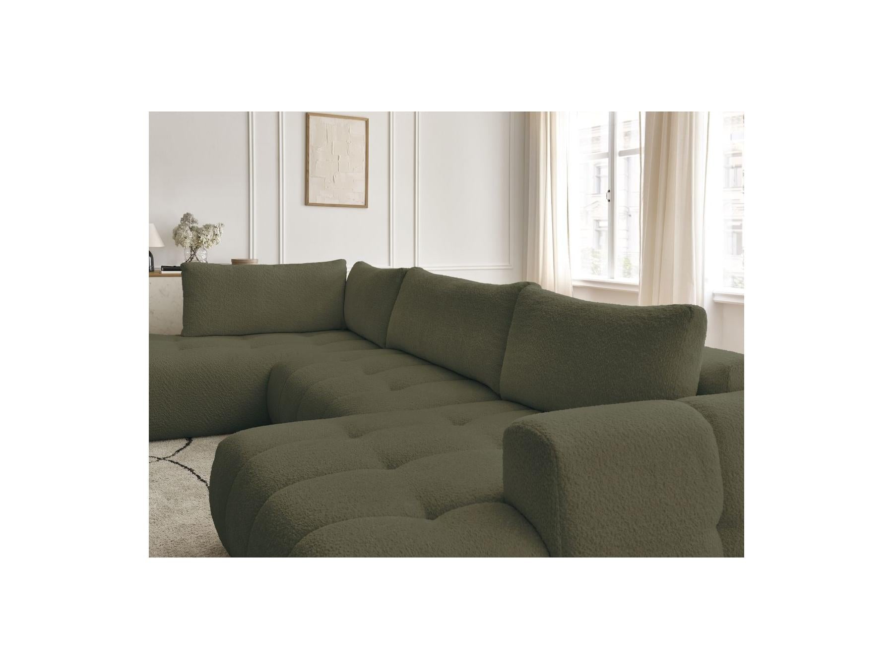 Fuji - Canapé Panoramique Convertible - Tissu Bouclette - Angle Droit