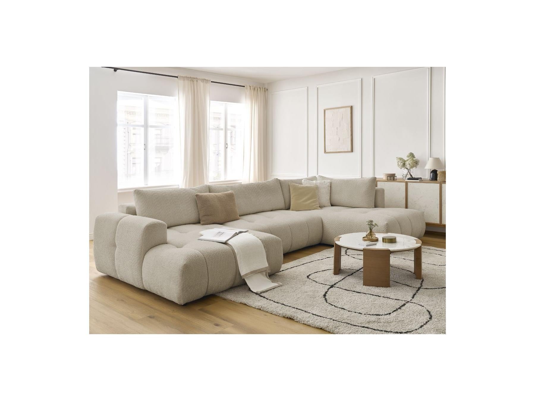 Fuji - Canapé Panoramique Convertible - Tissu Bouclette - Angle Gauche