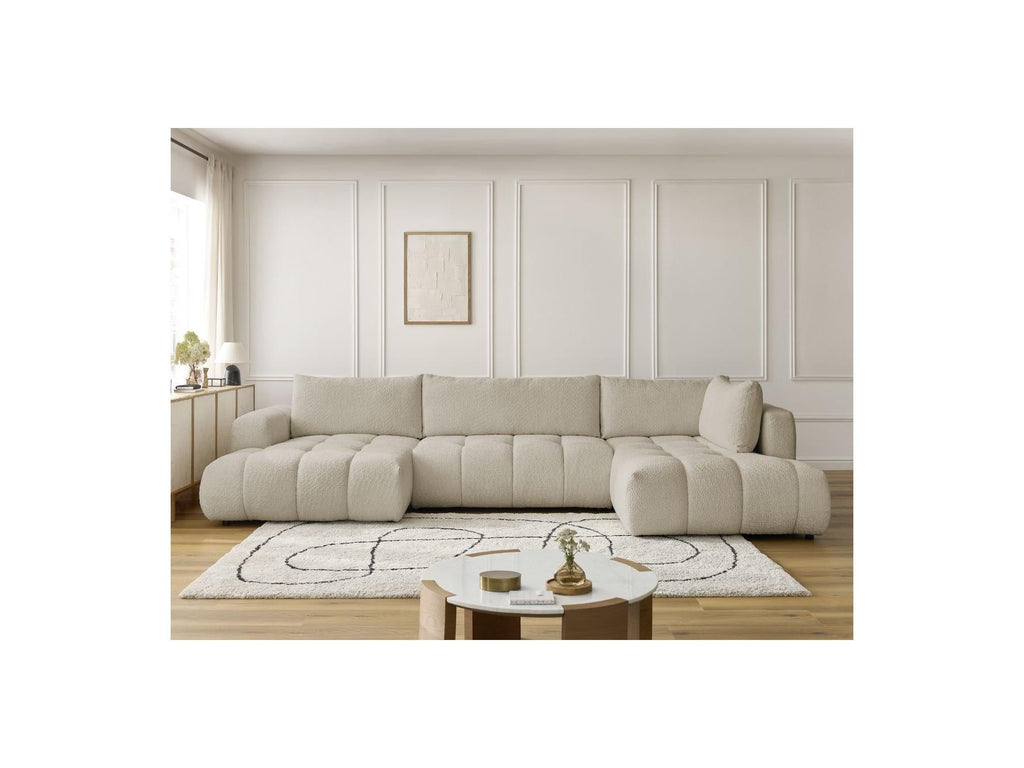 Fuji - Canapé Panoramique Convertible - Tissu Bouclette - Angle Gauche