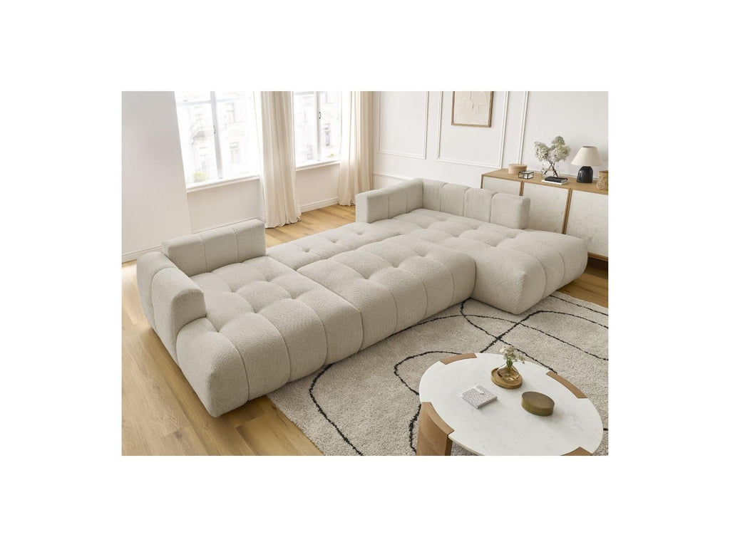 Fuji - Canapé Panoramique Convertible - Tissu Bouclette - Angle Gauche
