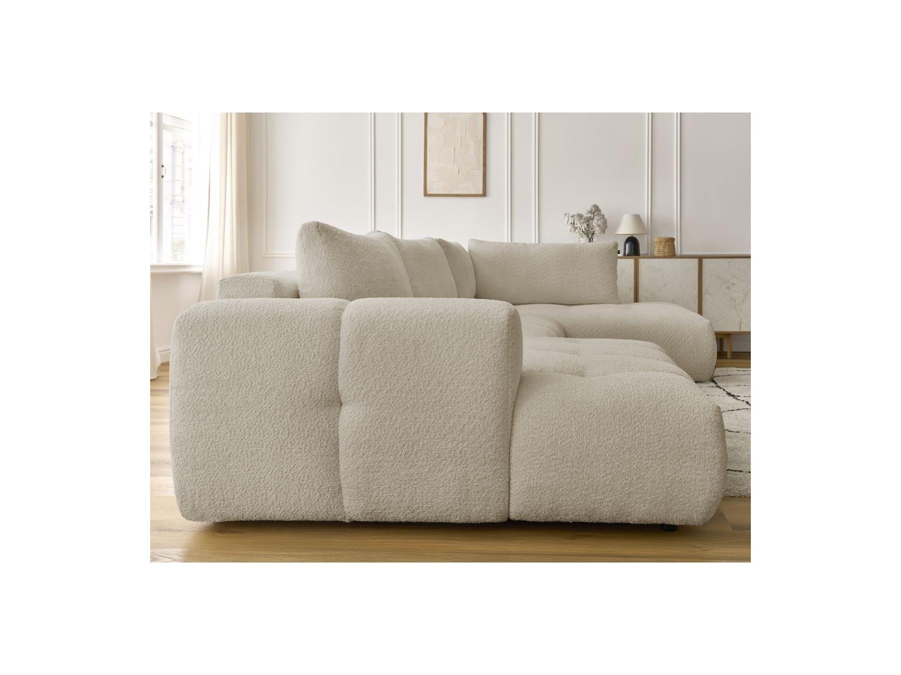 Fuji - Canapé Panoramique Convertible - Tissu Bouclette - Angle Gauche
