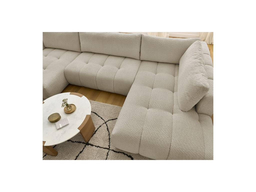 Fuji - Canapé Panoramique Convertible - Tissu Bouclette - Angle Gauche
