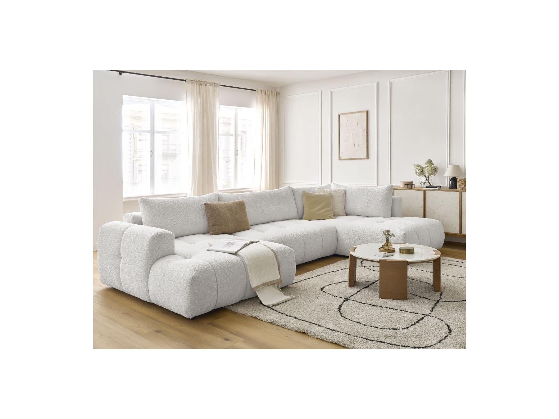 Fuji - Canapé Panoramique Convertible - Tissu Bouclette - Angle Gauche
