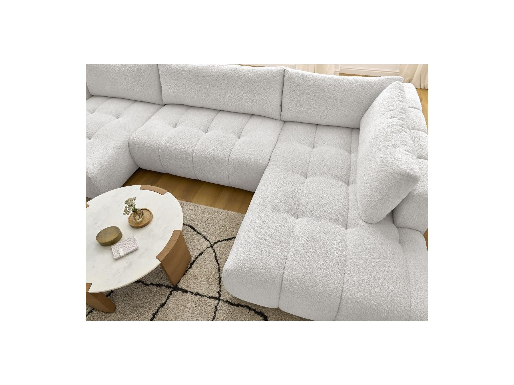 Fuji - Canapé Panoramique Convertible - Tissu Bouclette - Angle Gauche