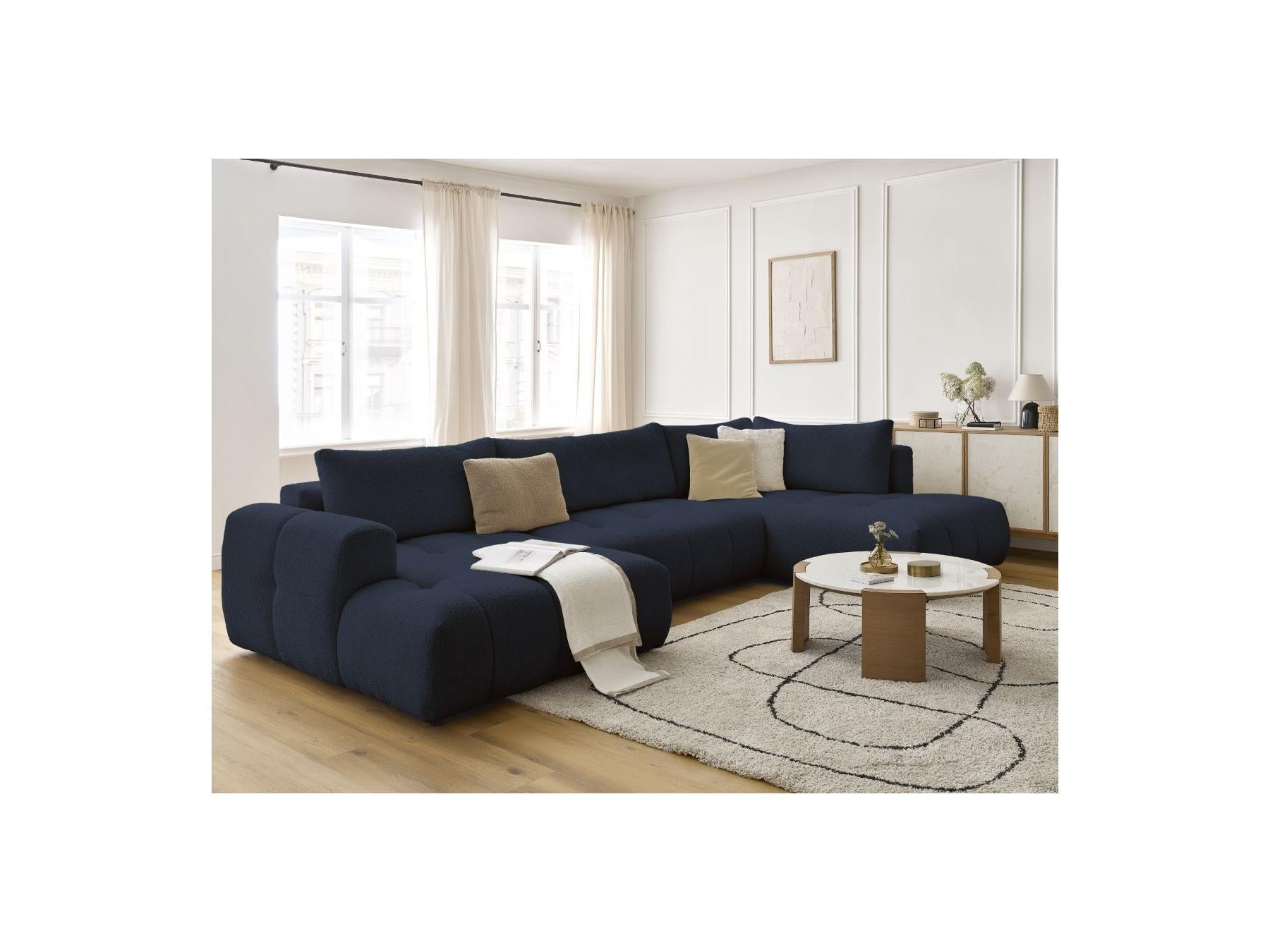 Fuji - Canapé Panoramique Convertible - Tissu Bouclette - Angle Gauche