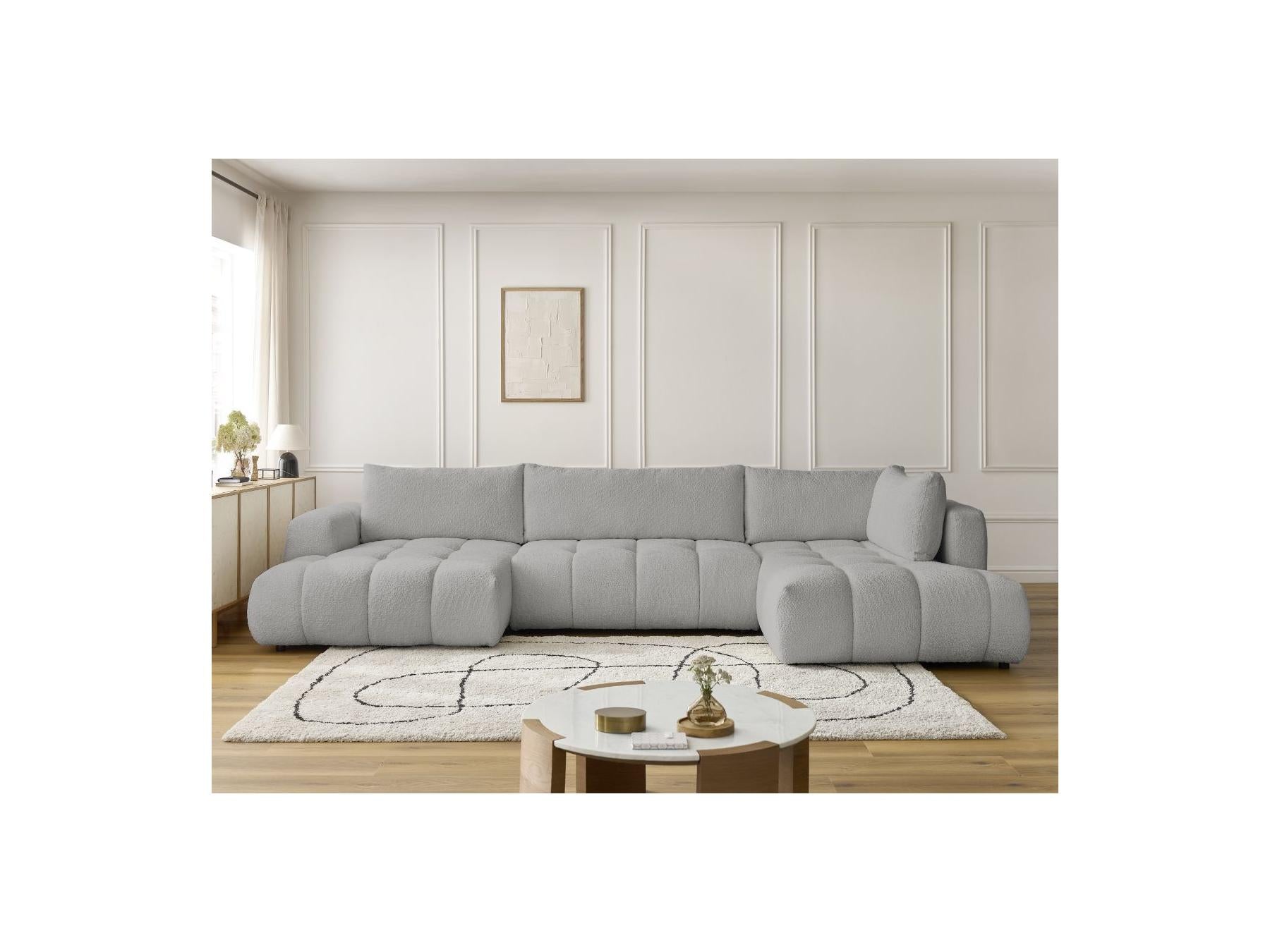 Fuji - Canapé Panoramique Convertible - Tissu Bouclette - Angle Gauche