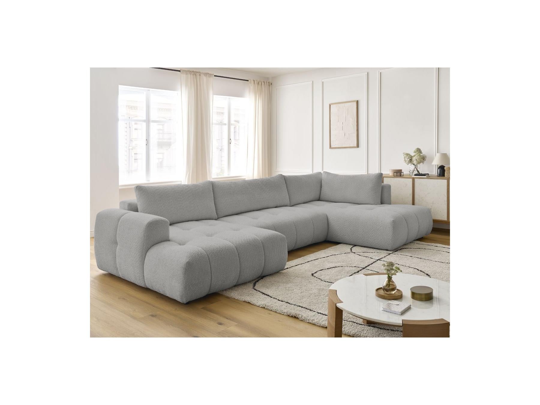 Fuji - Canapé Panoramique Convertible - Tissu Bouclette - Angle Gauche