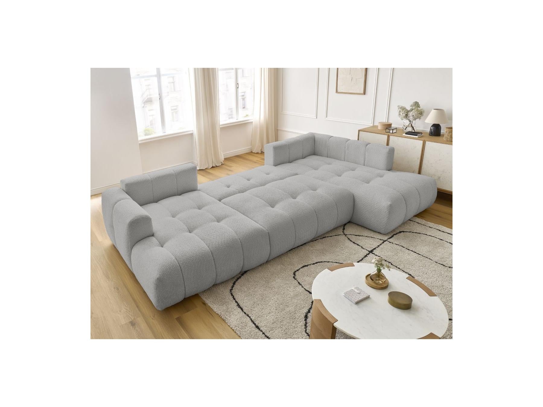 Fuji - Canapé Panoramique Convertible - Tissu Bouclette - Angle Gauche