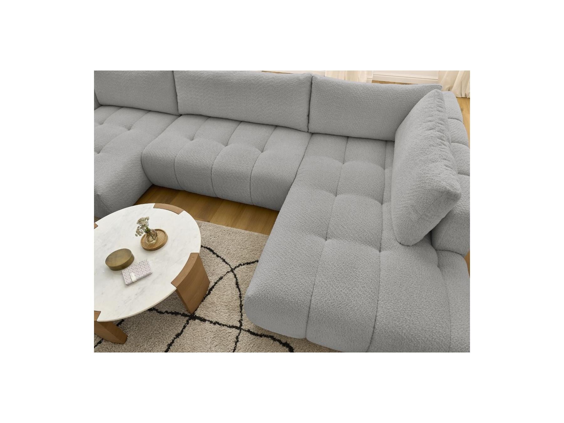 Fuji - Canapé Panoramique Convertible - Tissu Bouclette - Angle Gauche