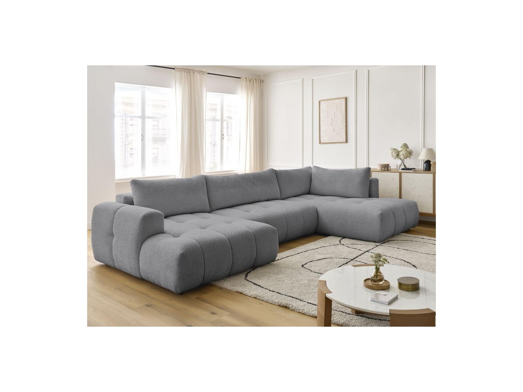 Fuji - Canapé Panoramique Convertible - Tissu Bouclette - Angle Gauche