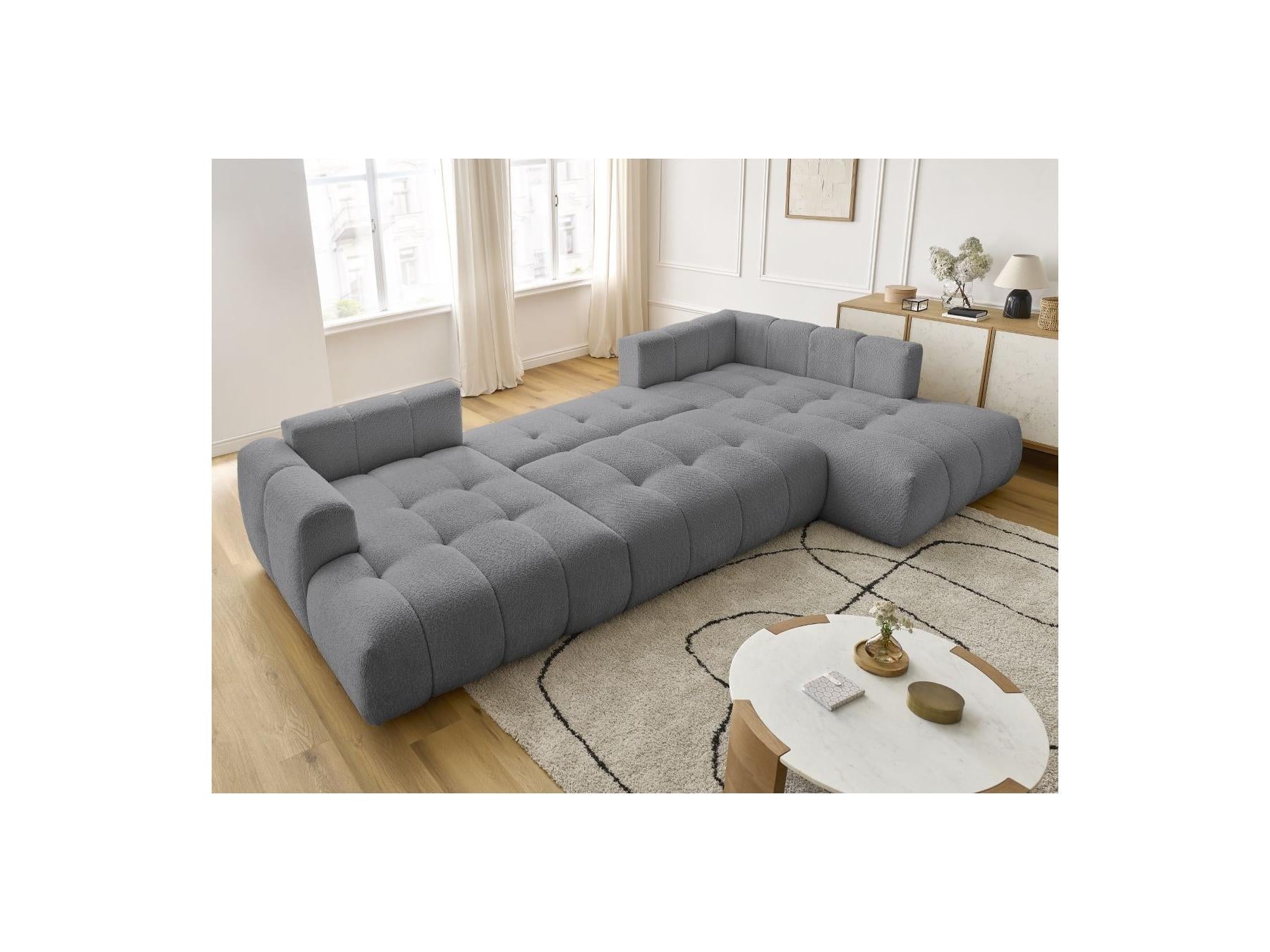 Fuji - Canapé Panoramique Convertible - Tissu Bouclette - Angle Gauche