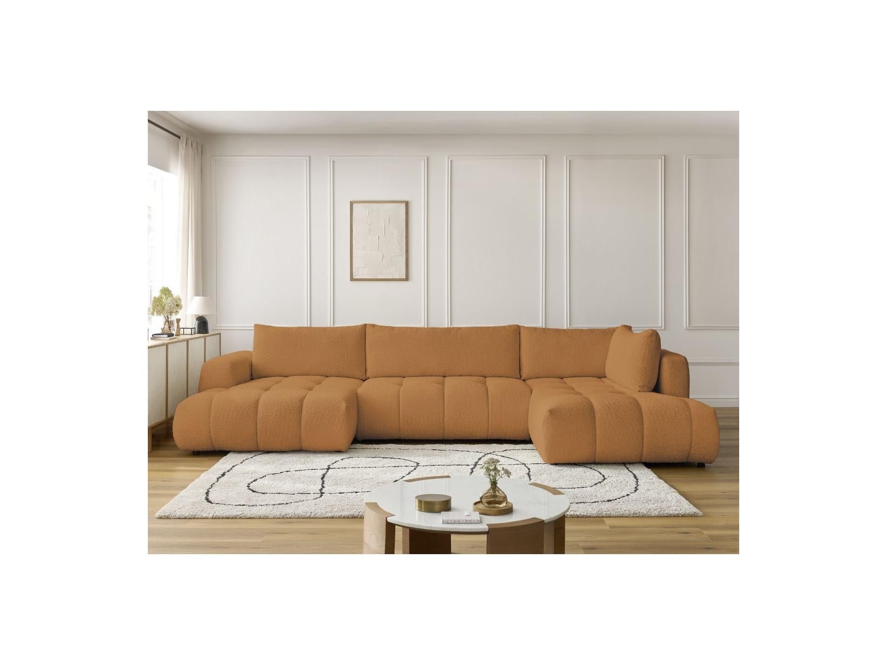 Fuji - Canapé Panoramique Convertible - Tissu Bouclette - Angle Gauche