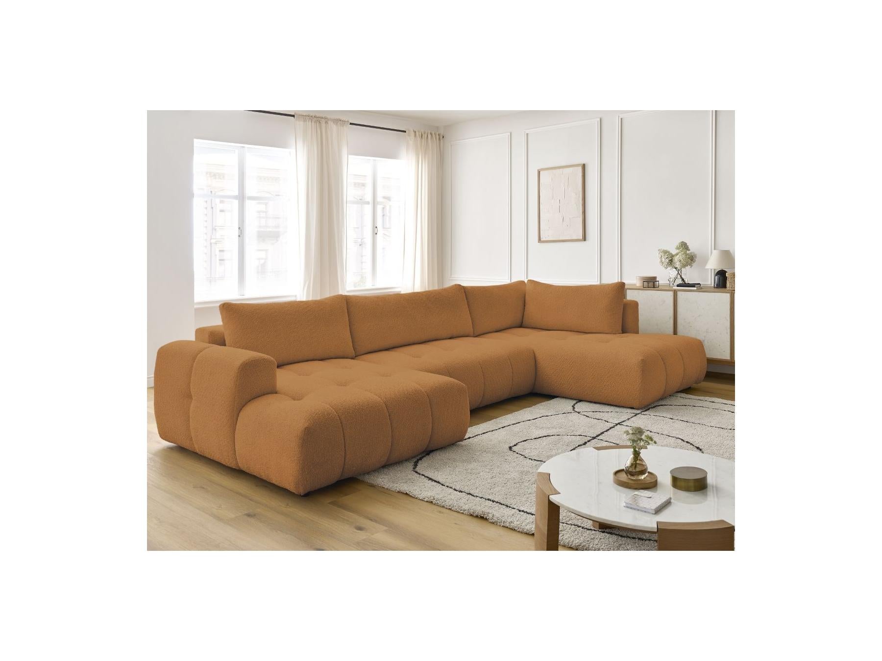 Fuji - Canapé Panoramique Convertible - Tissu Bouclette - Angle Gauche
