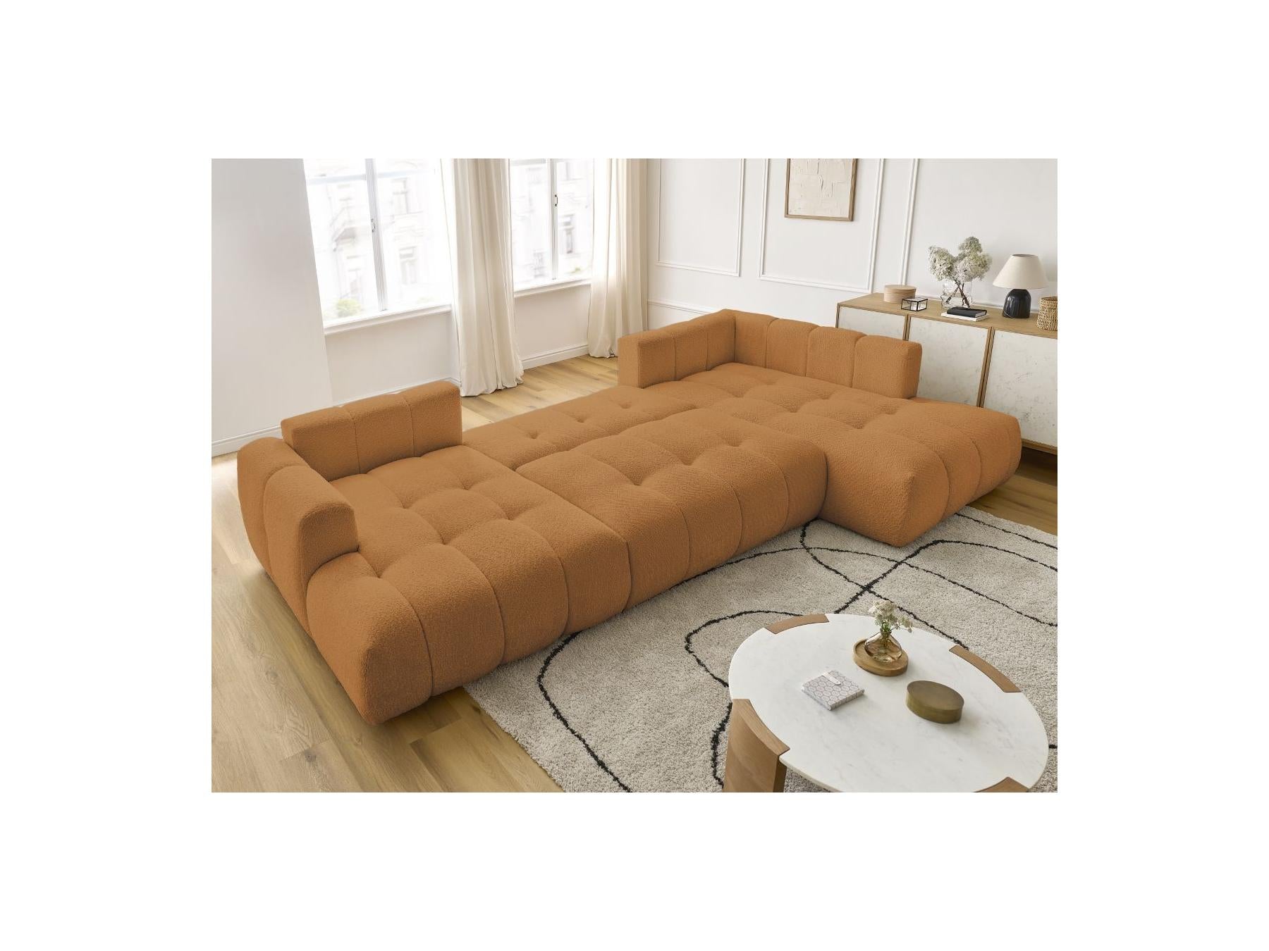 Fuji - Canapé Panoramique Convertible - Tissu Bouclette - Angle Gauche