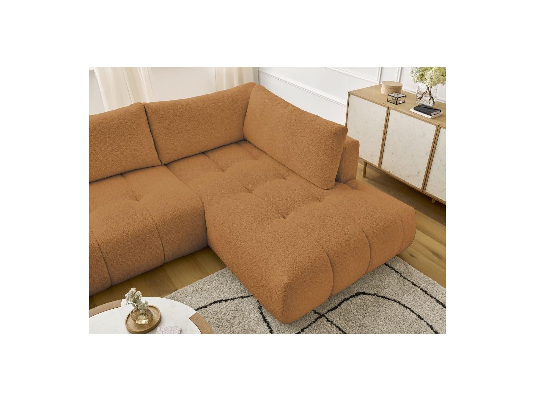 Fuji - Canapé Panoramique Convertible - Tissu Bouclette - Angle Gauche