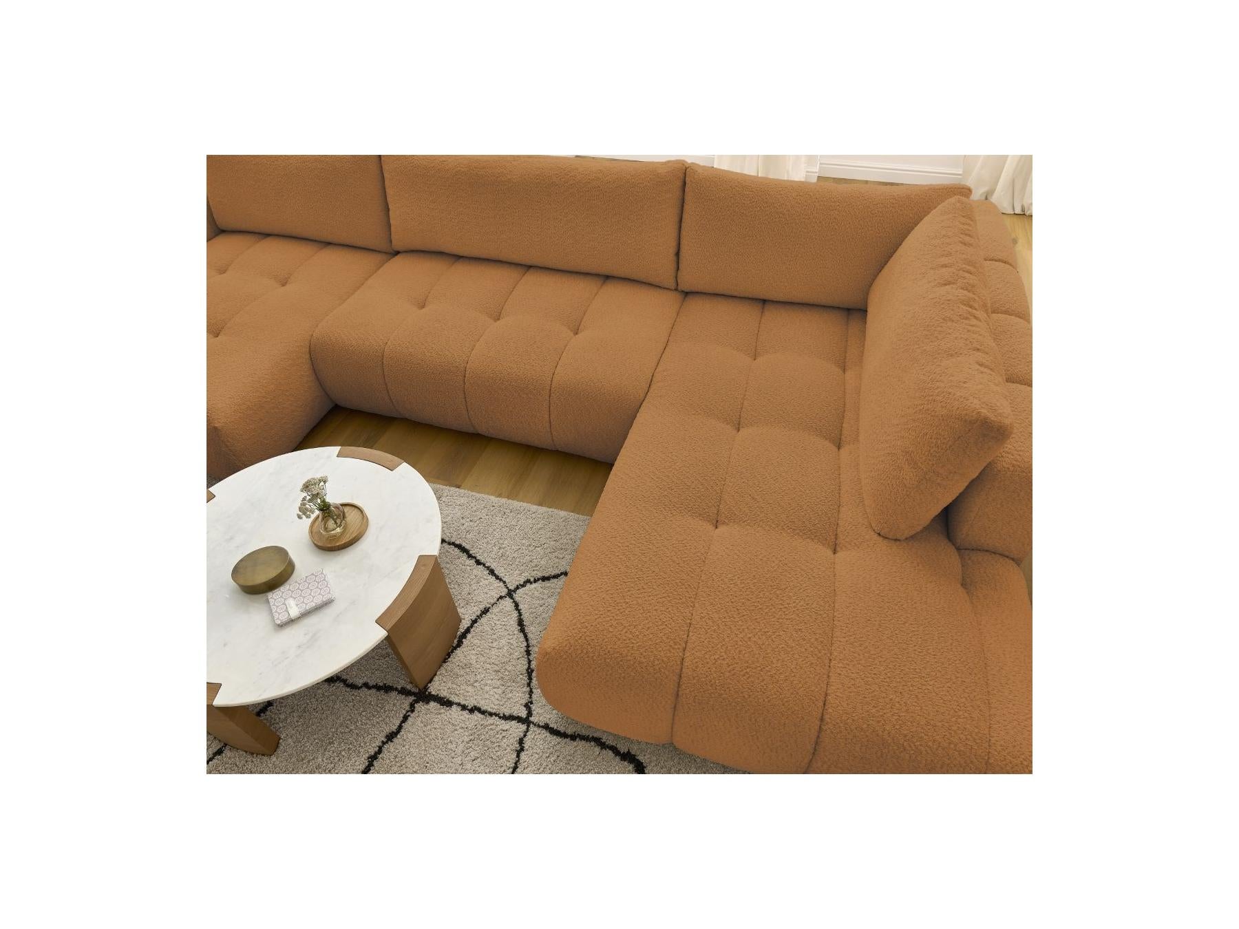 Fuji - Canapé Panoramique Convertible - Tissu Bouclette - Angle Gauche