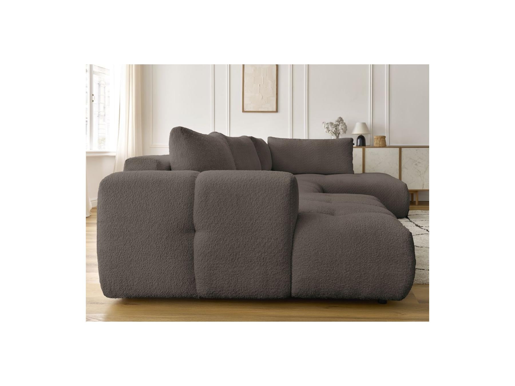 Fuji - Canapé Panoramique Convertible - Tissu Bouclette - Angle Gauche