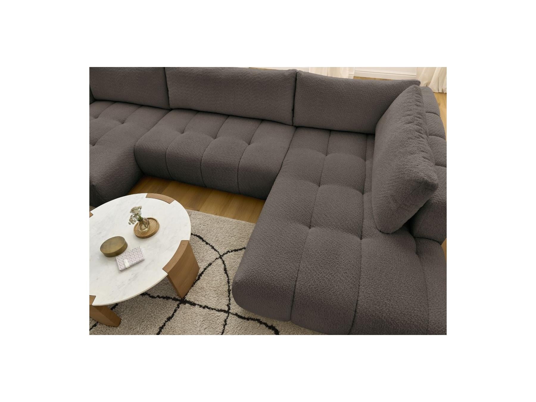 Fuji - Canapé Panoramique Convertible - Tissu Bouclette - Angle Gauche