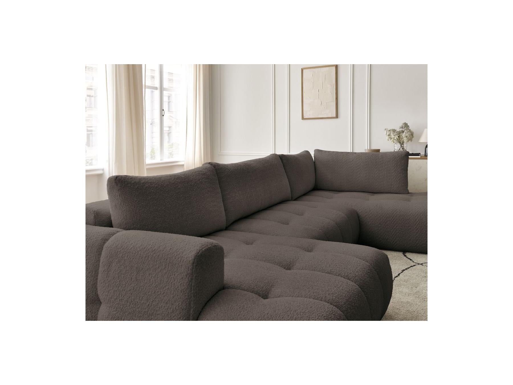 Fuji - Canapé Panoramique Convertible - Tissu Bouclette - Angle Gauche