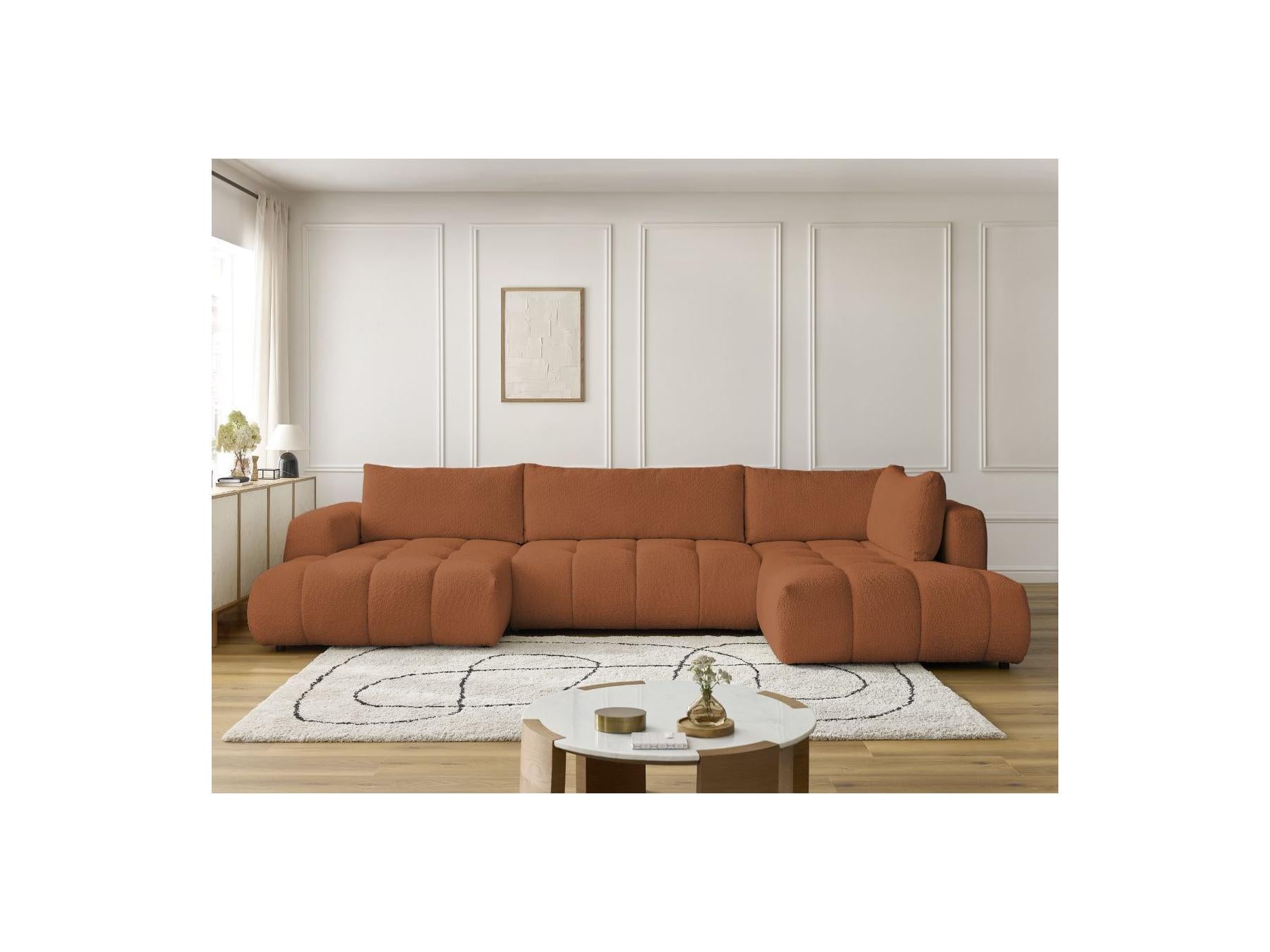 Fuji - Canapé Panoramique Convertible - Tissu Bouclette - Angle Gauche