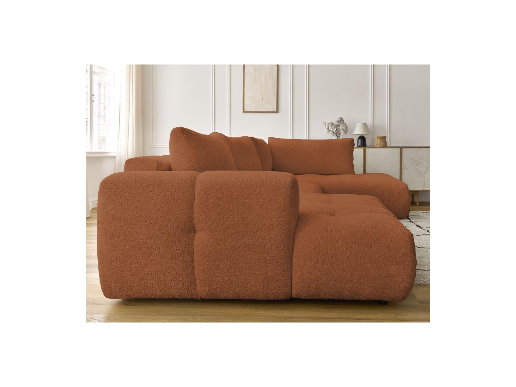 Fuji - Canapé Panoramique Convertible - Tissu Bouclette - Angle Gauche