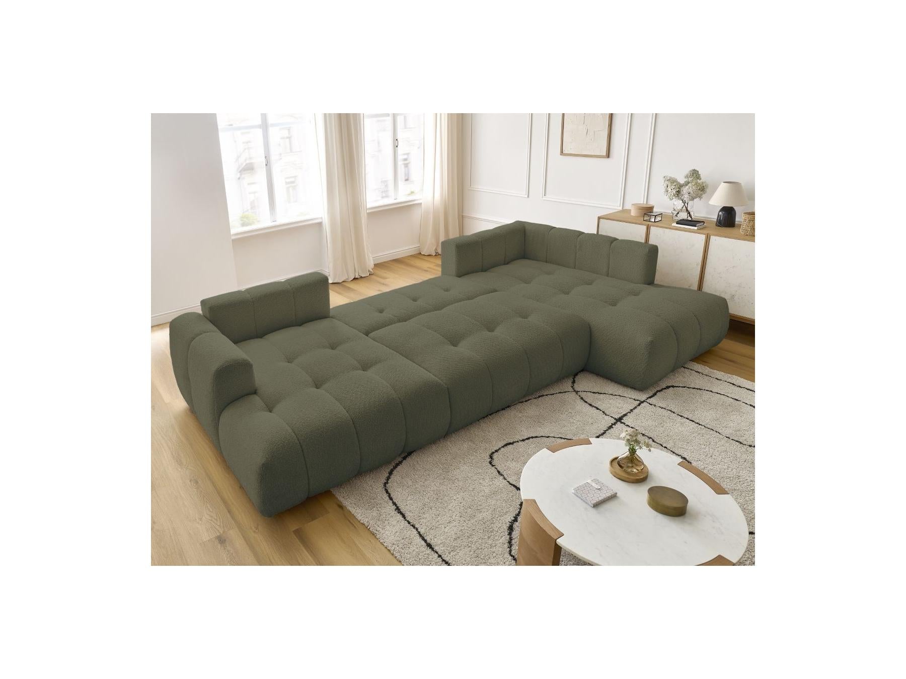 Fuji - Canapé Panoramique Convertible - Tissu Bouclette - Angle Gauche