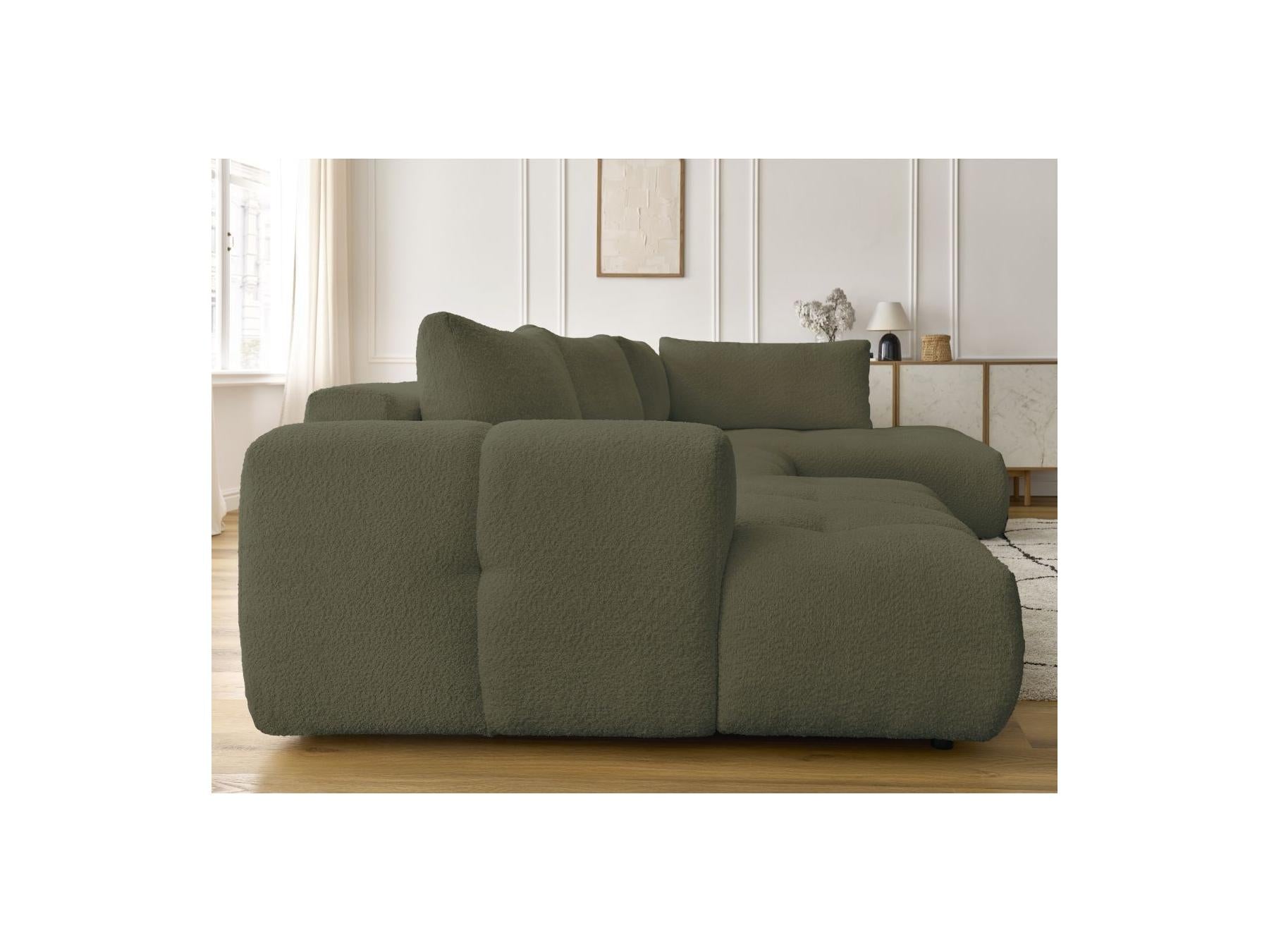 Fuji - Canapé Panoramique Convertible - Tissu Bouclette - Angle Gauche