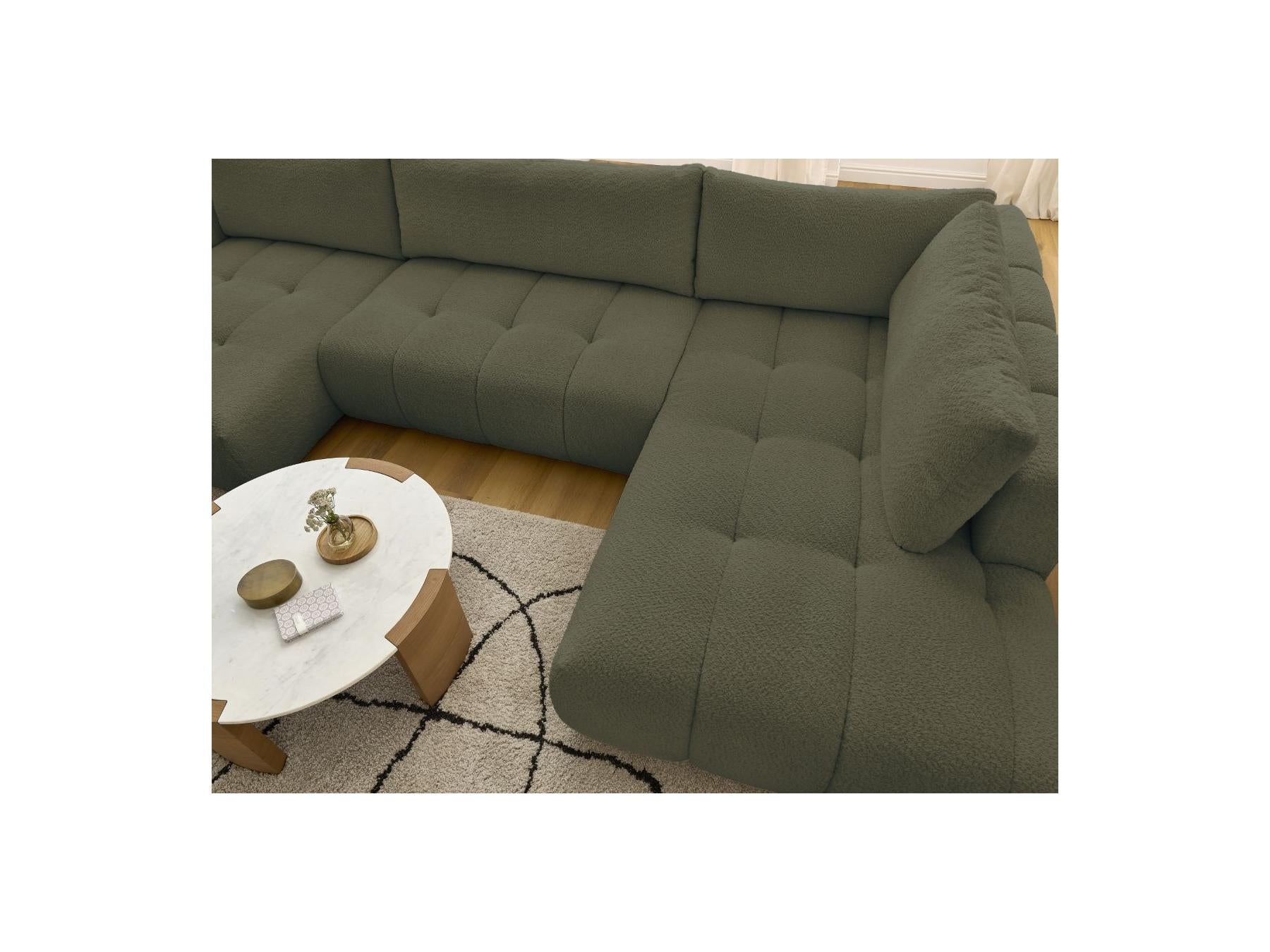 Fuji - Canapé Panoramique Convertible - Tissu Bouclette - Angle Gauche