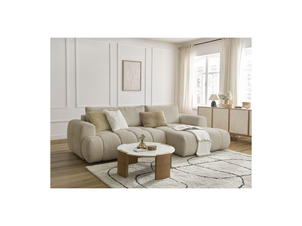 Fuji - Canapé D'Angle Convertible - Tissu Bouclette - Angle Droit