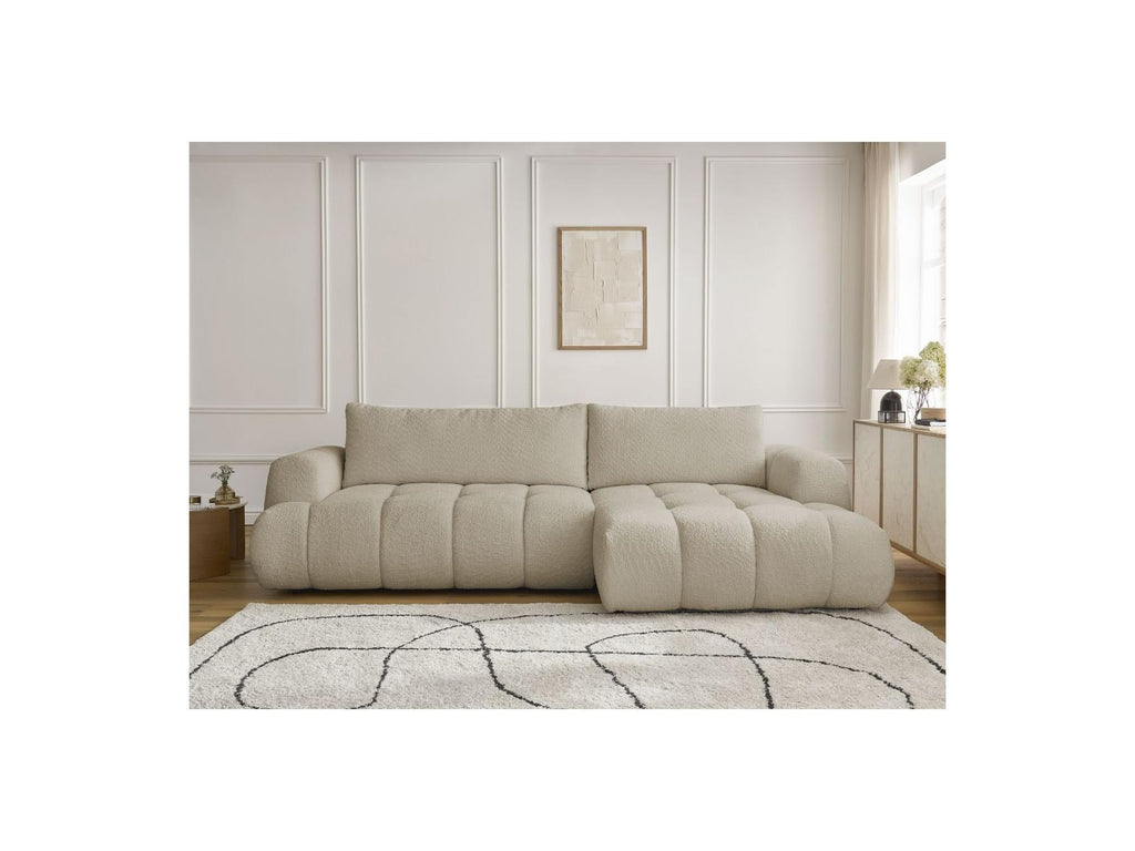 Fuji - Canapé D'Angle Convertible - Tissu Bouclette - Angle Droit