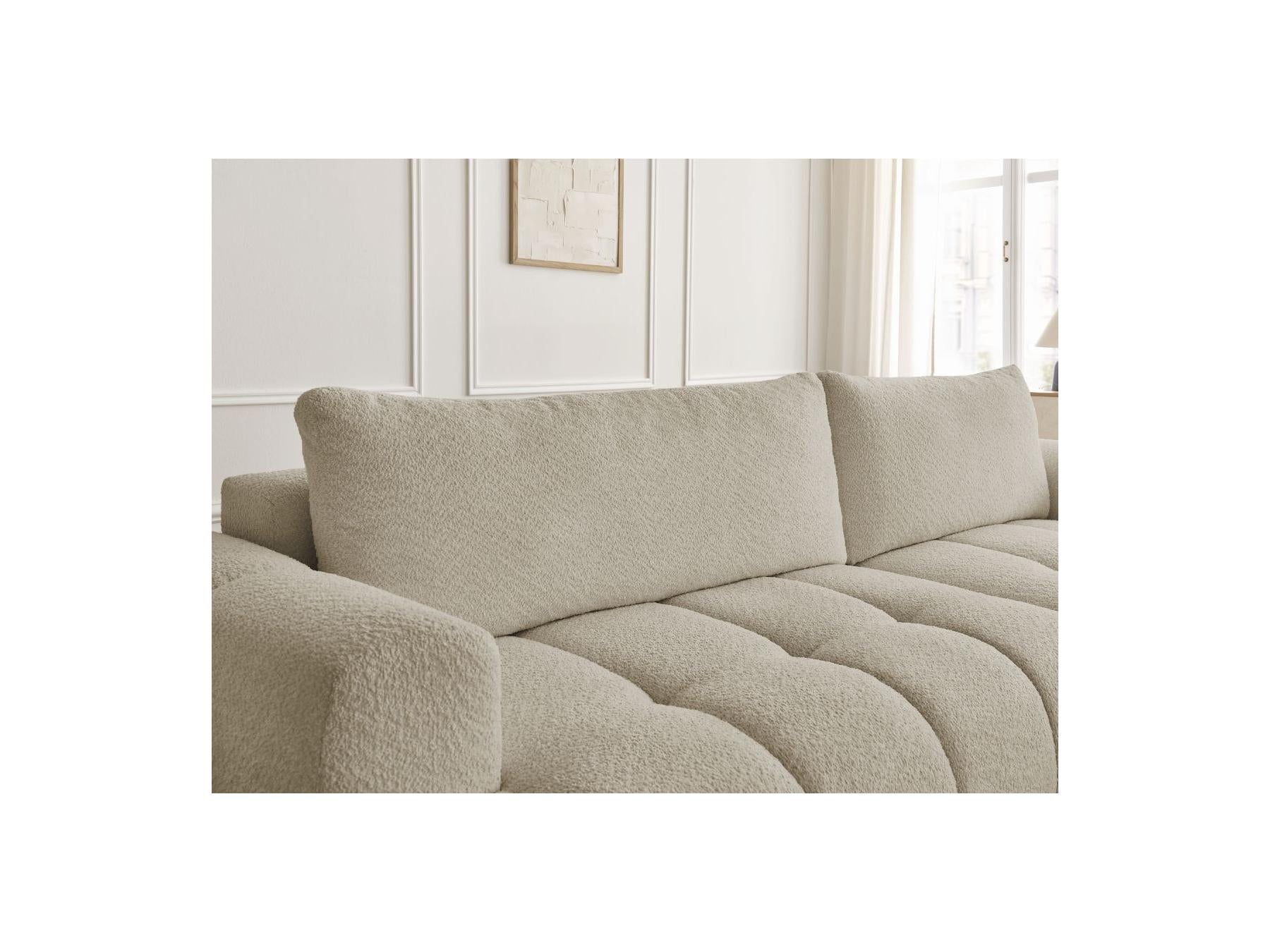 Fuji - Canapé D'Angle Convertible - Tissu Bouclette - Angle Droit