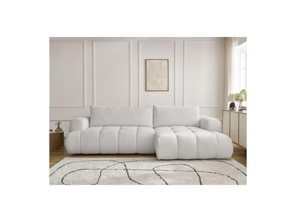 Fuji - Canapé D'Angle Convertible - Tissu Bouclette - Angle Droit