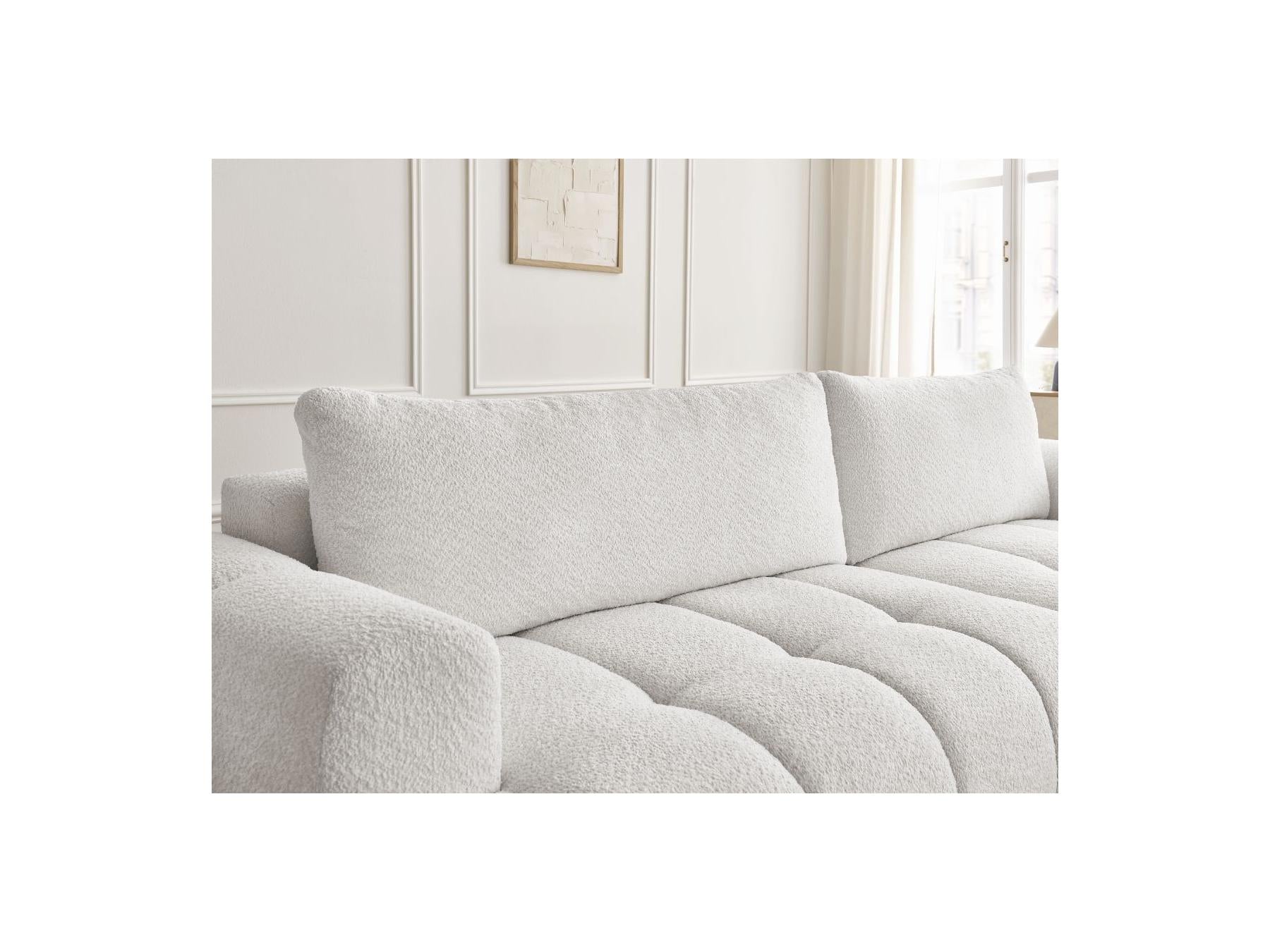 Fuji - Canapé D'Angle Convertible - Tissu Bouclette - Angle Droit