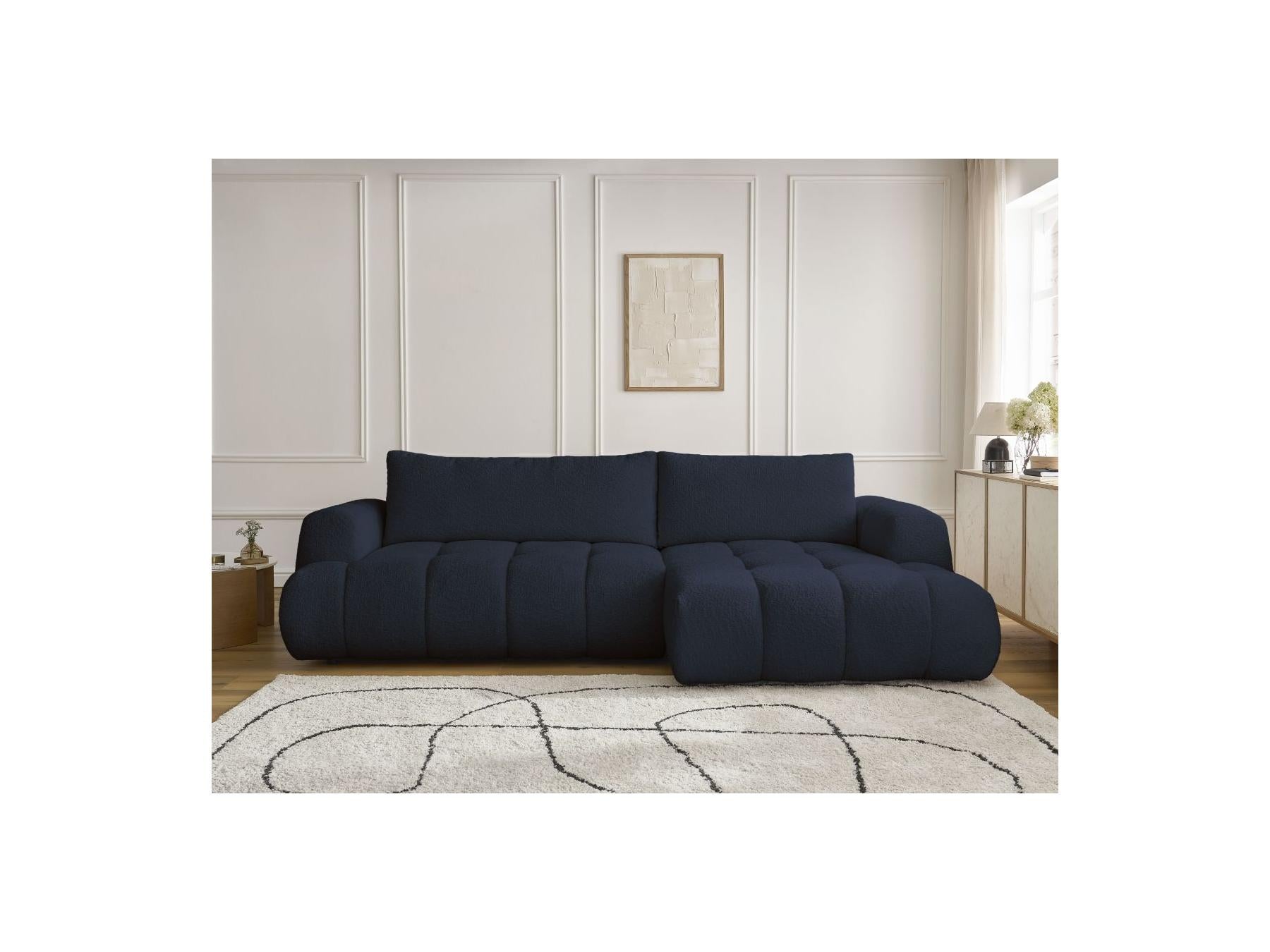 Fuji - Canapé D'Angle Convertible - Tissu Bouclette - Angle Droit