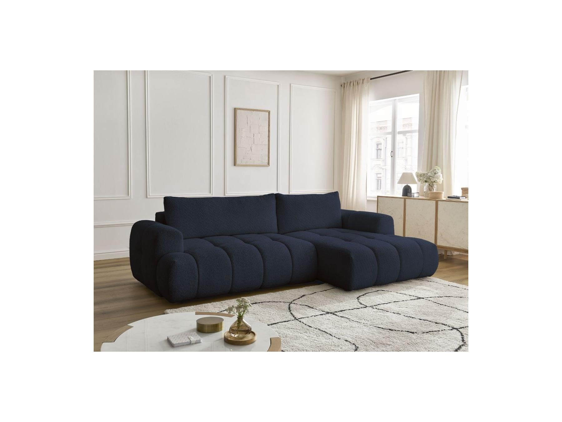 Fuji - Canapé D'Angle Convertible - Tissu Bouclette - Angle Droit