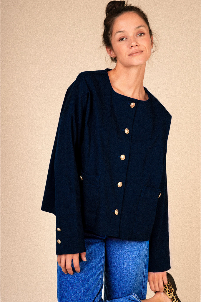 Veste Charonne Gabardine Marine