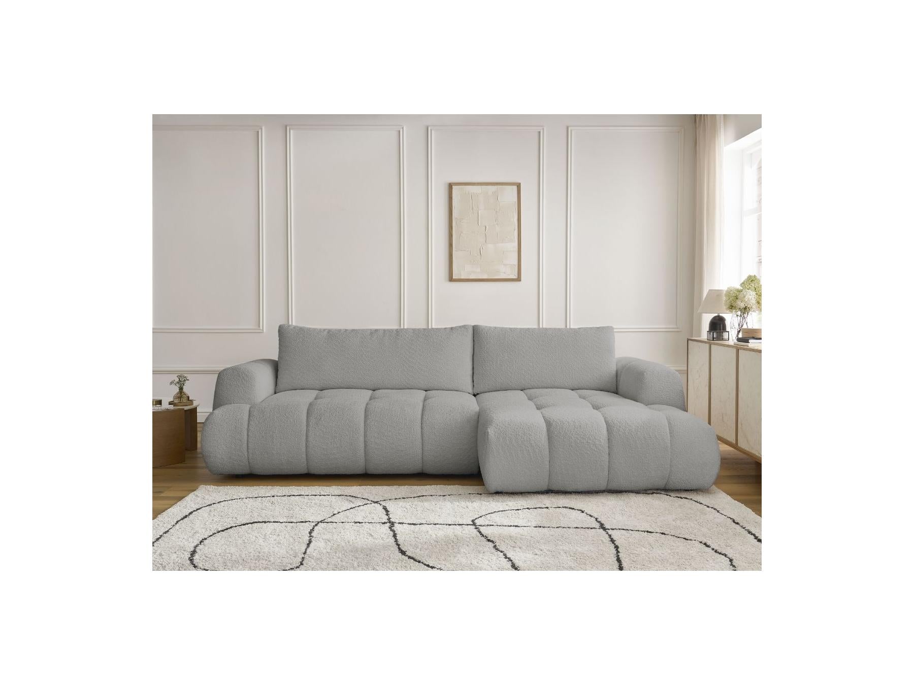 Fuji - Canapé D'Angle Convertible - Tissu Bouclette - Angle Droit