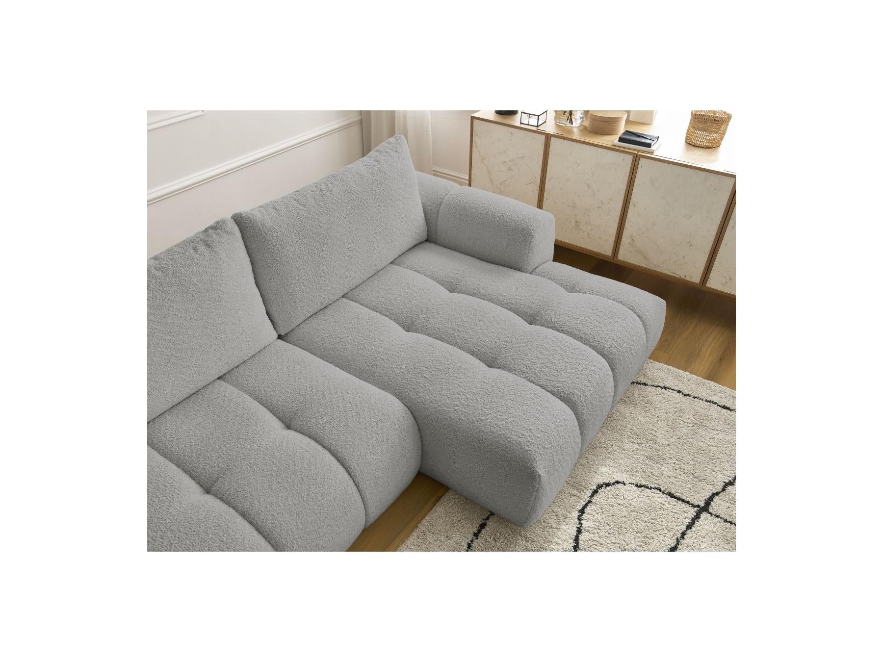Fuji - Canapé D'Angle Convertible - Tissu Bouclette - Angle Droit